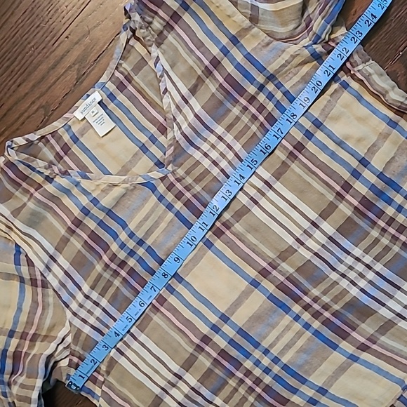 Sundance Willow Plaid Cotton V-neck Tie Knot Waist Popover Blouse Top Wmns XL - Picture 7 of 12